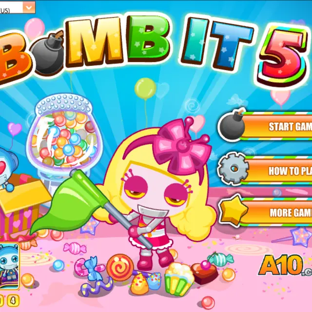 Top-down candy arena maze with lipstick blocks and four bomber robots
