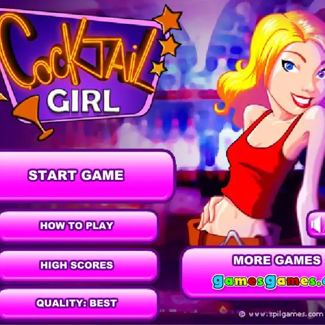 Blonde bartender holding a cocktail shaker in a neon purple bar