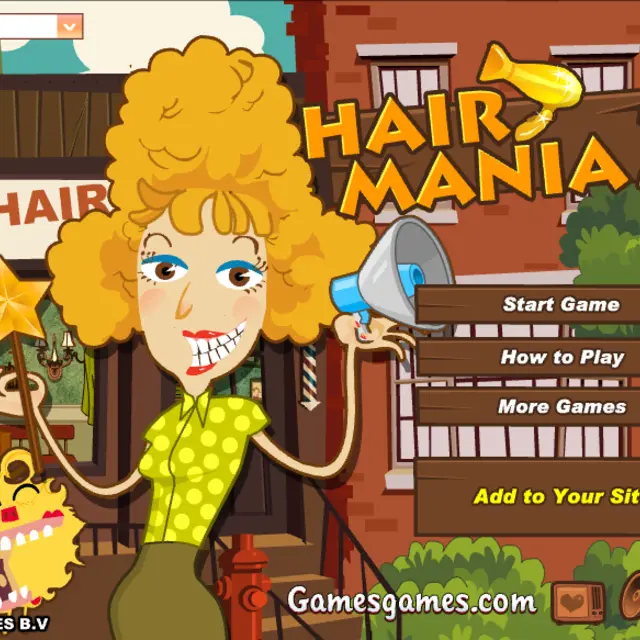 Miss Bea Hive with a star wand and megaphone next to her yellow dog in front of the salon
