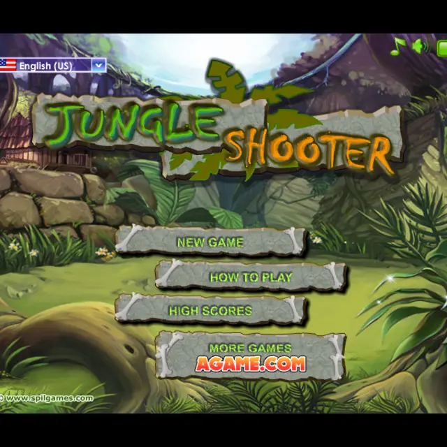 Caveman kid with a fruit launcher under a ceiling of strawberries and oranges in a jungle clearing