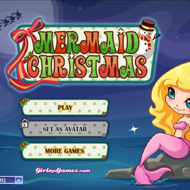 Blonde mermaid decorating a coral Christmas tree among presents under the sea