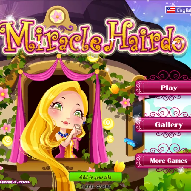 Girl with long golden hair in a tower room with potion bottles and a fairy