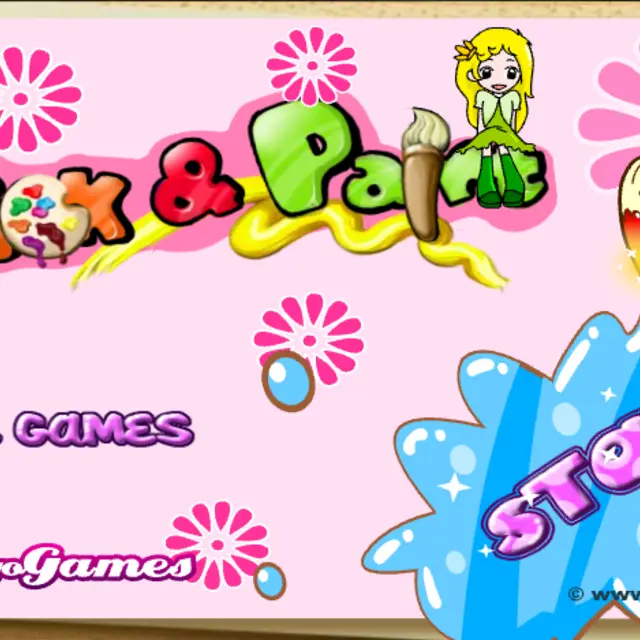 Pick and Paint title page with cartoon kids and a large paintbrush