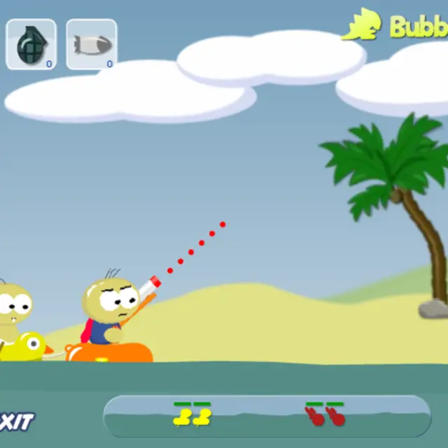 Raft Wars: Simon in a yellow duck float and his brother aiming a water gun from an orange raft