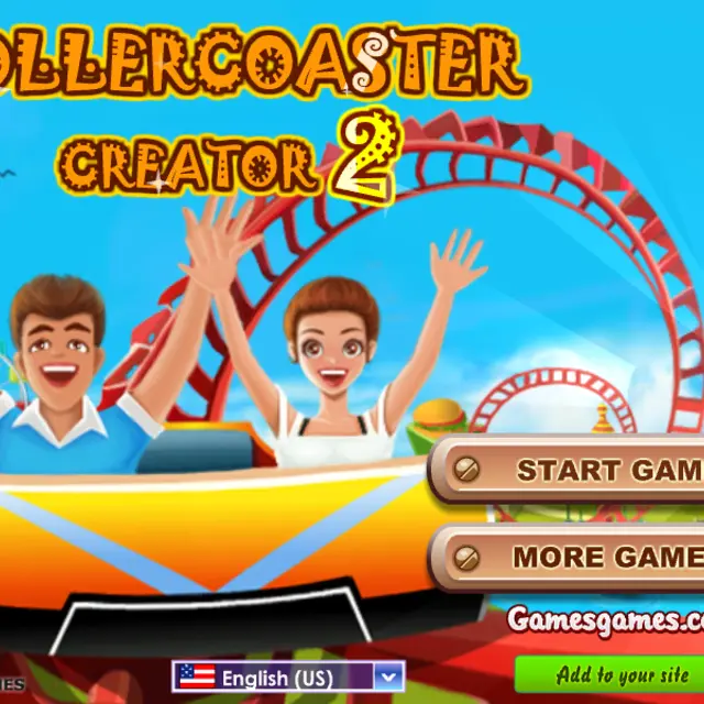 Two excited riders with raised arms in a yellow rollercoaster cart in front of a fairground loop