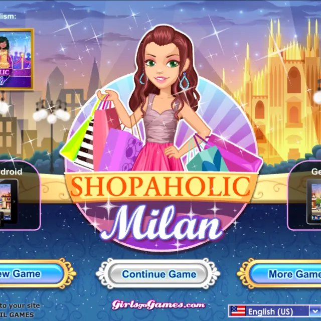 Brunette in a pink ball gown holding shopping bags in front of Milan's lit cathedral